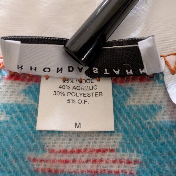 RHONDA STARK Vest VTG‎ Women's M Santa Fe Fringe Blanket Native Southwest USA - Picture 10 of 14